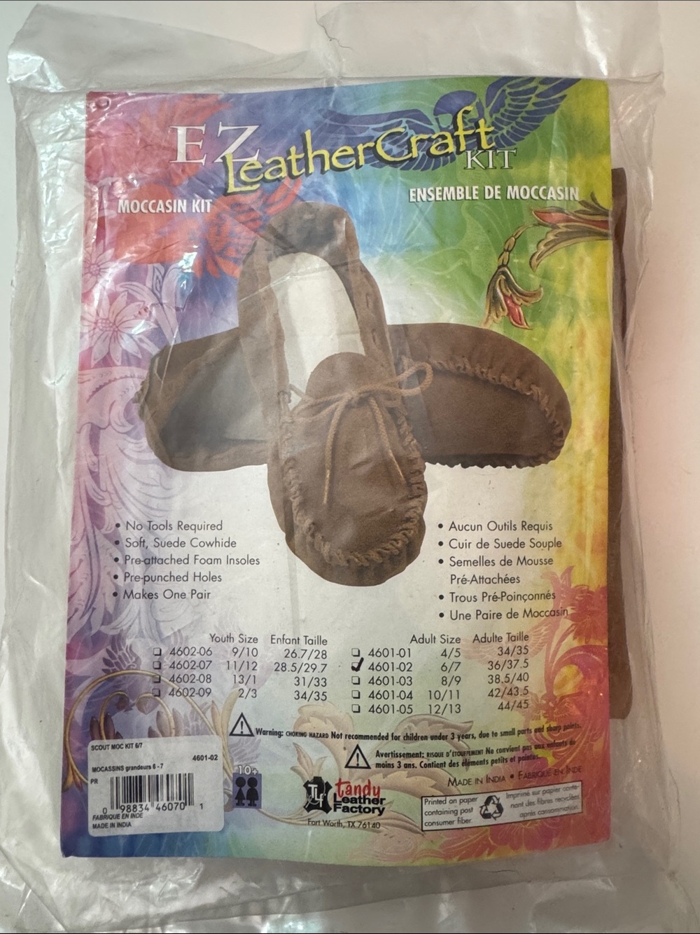 Vintage Tandy Leather Crafts Suede Leather Scout Moccasin Sz 6-7